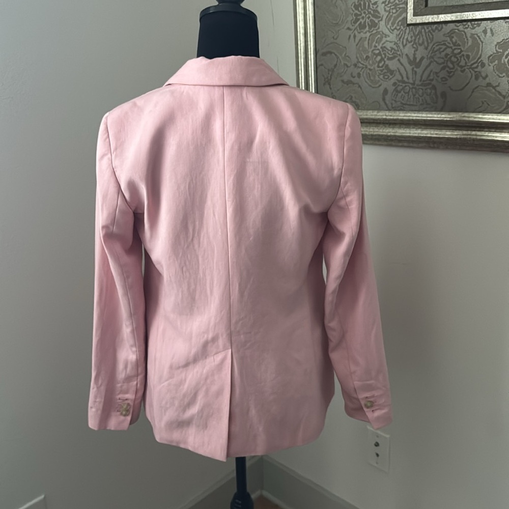 LOFT light pink blazer single button front lyocell linen‎ blend suit jacket Sz 0 - Picture 5 of 9